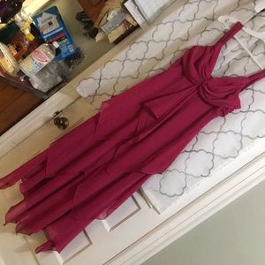 Pink flowing dress with layers of handkerchief